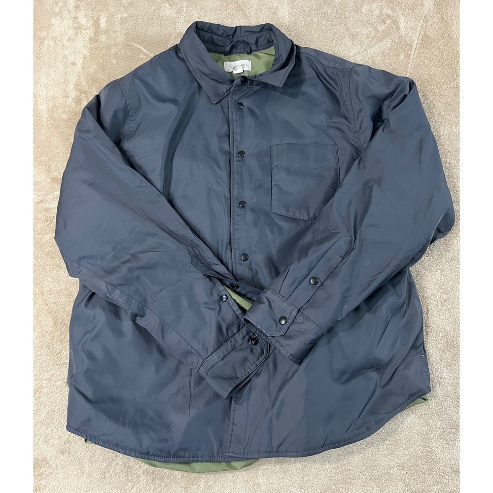 OUTERKNOWN Evolution Econyl Snap Shacket Jacket Blue Relaxed L Green Liner EUC